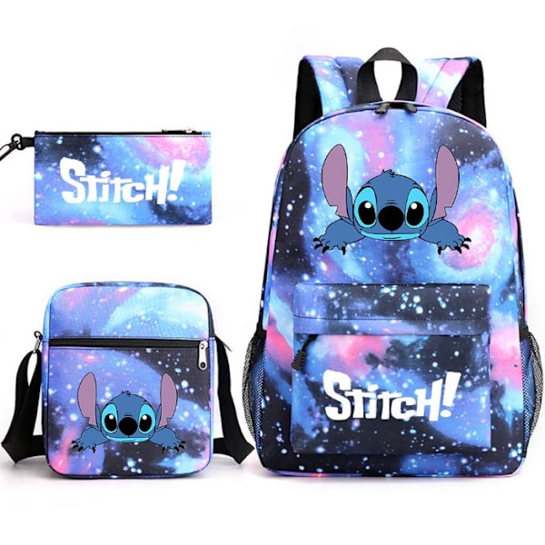 Lilo & Stitch Skolväska Ryggsäck Student Ryggsäck + Pennfodral + Axelväska Blue