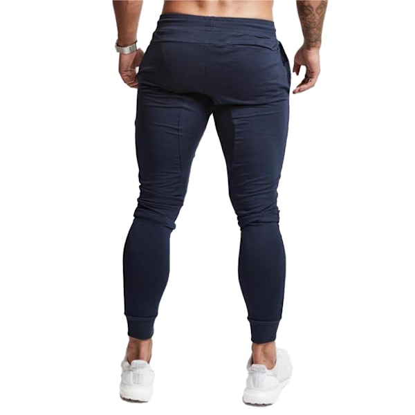 Herr VQ Joggingbyxor Fitness Joggers Träningsoverall Sweatpants Sport Dragsko Byxor Navy Blue M