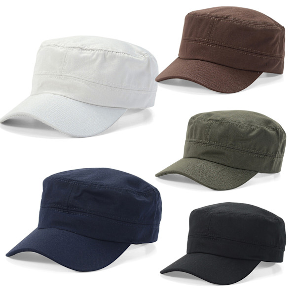 Bomullsmilitär kepsar kadett kepsar unik design retro platt topp keps Brown