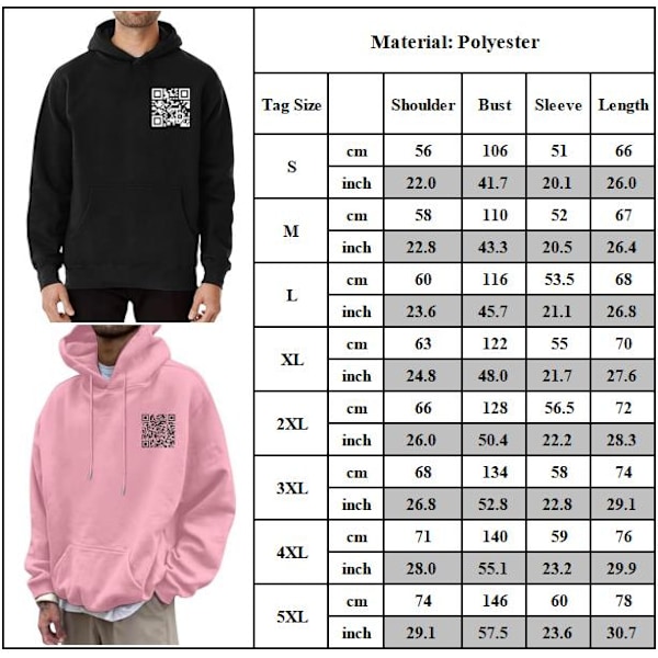Rolig FU QR-kod Hoodie QR-kod Hoodie Unisex Rolig Skämt Skanningsbar Grafisk Tryckt Tröja med Huva Light Grey XL