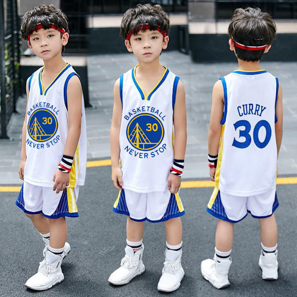 Barn Jersey Basketboll Set Väst Toppar Shorts Sportkläder C M