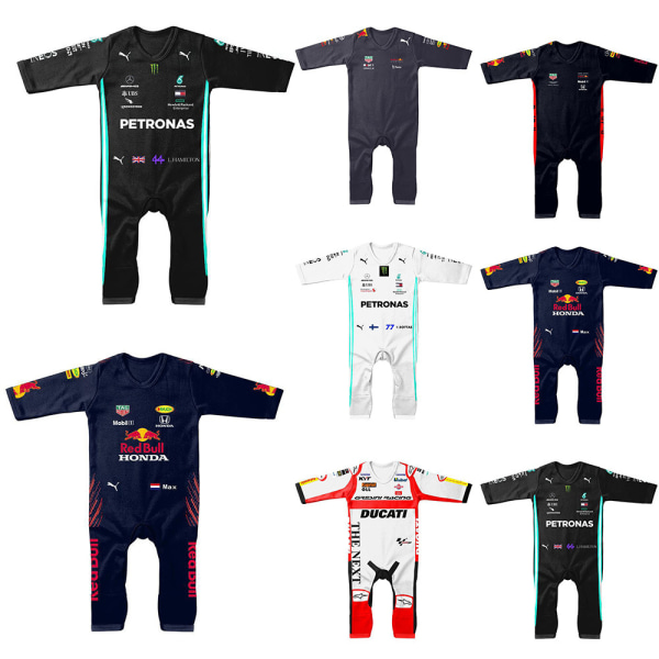 Barn Baby Boys Romper Jumpsuit Långärmad F1 Racing Team Bodysuit Kläder A 4T