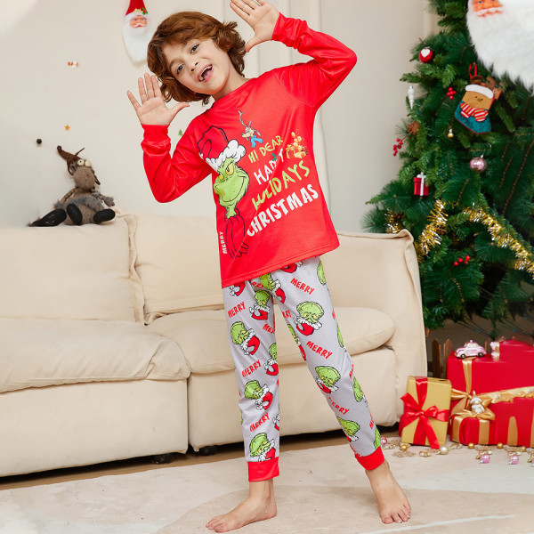 Grinch julpyjamas familjematchande sovkläder barn pyjamas set Kids 6T