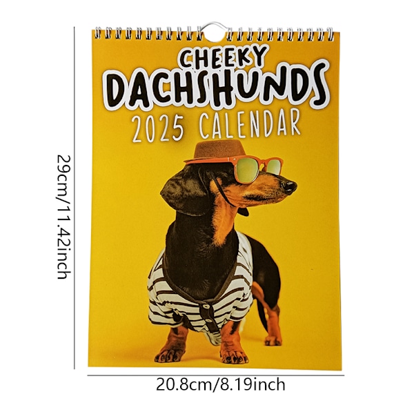 Cheeky Dachshund-kalender 2025 - 12 månaders planerare, väggkalender för hemmet, present