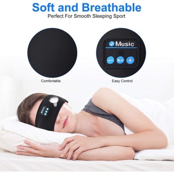 3 i 1 White Noise Sleep Headphones Trådlös Bluetooth & Mask black