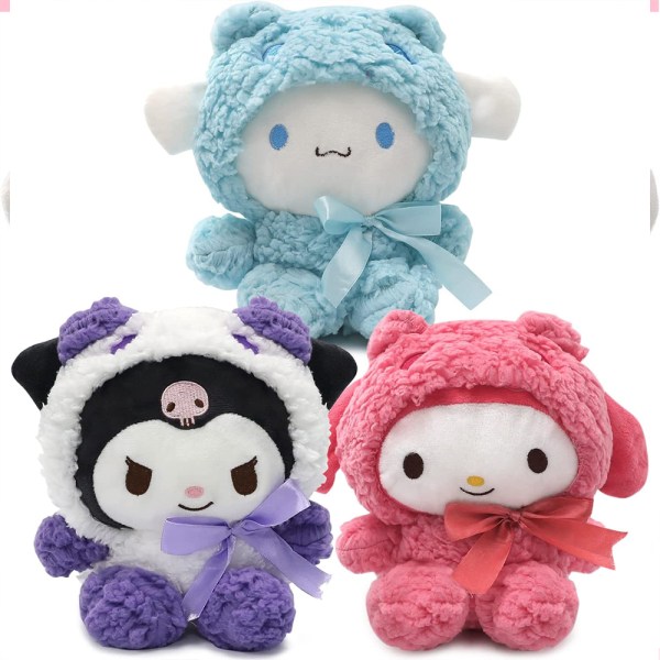 My Melody Cinnamoroll Kuromi Toy Plyschdocka fyllda presenter 3 PCS