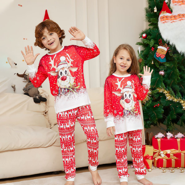 Elk Julpyjamas Familjematchande Sovkläder Barn Pyjamas Set Kids 14T