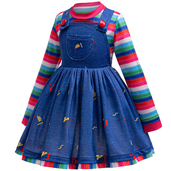 Lasten Chucky-mekkoasu Cosplay-asu Halloween-juhliin Naamiaisasu 100cm