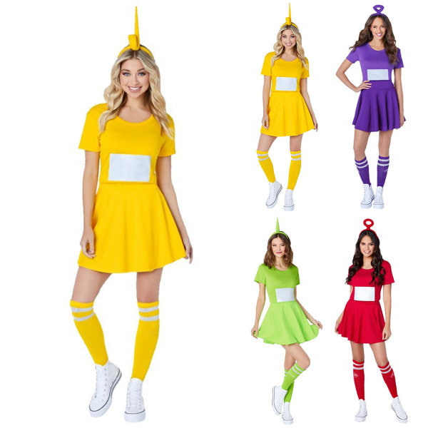 Kvinnors Teletubbies Tinky Winky Dipsy Laa-laa Po Kostym Cosplay Fest Fancy Dress Purple L