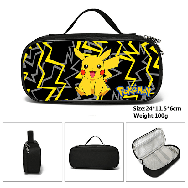 Pikachu pennfodral Anime figur pennfodral för flickor tecknad förvaringspåse Black