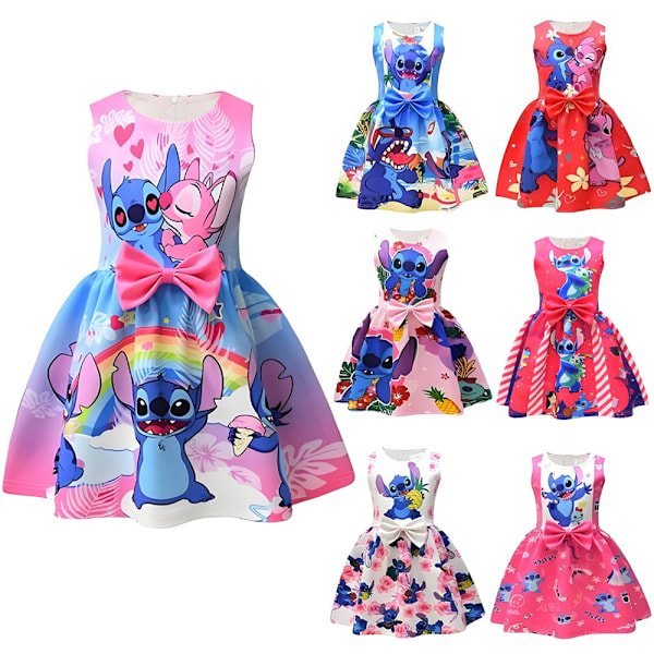 Flickor Lilo och Stitch Prinsessklänning Födelsedag Jul Halloween Cosplay Karneval Maskerad #4 120cm
