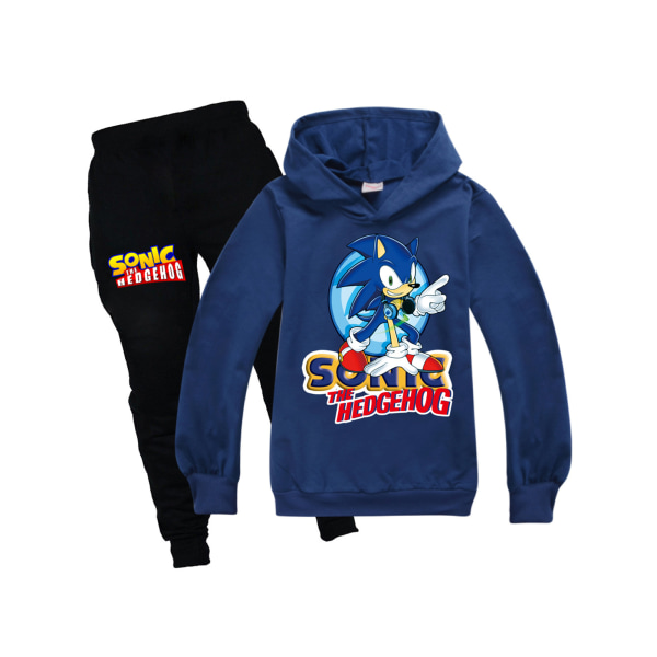 Pojke Flicka Sonic Tröjor Hoodie Jackor Byxor Sport Overall Dark Blue 140cm