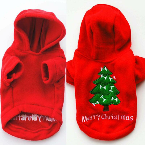 Husdjur Valp Hund Katt Julgran Vinter Varma Hoodie Jumper Rock Jul Kläder XL