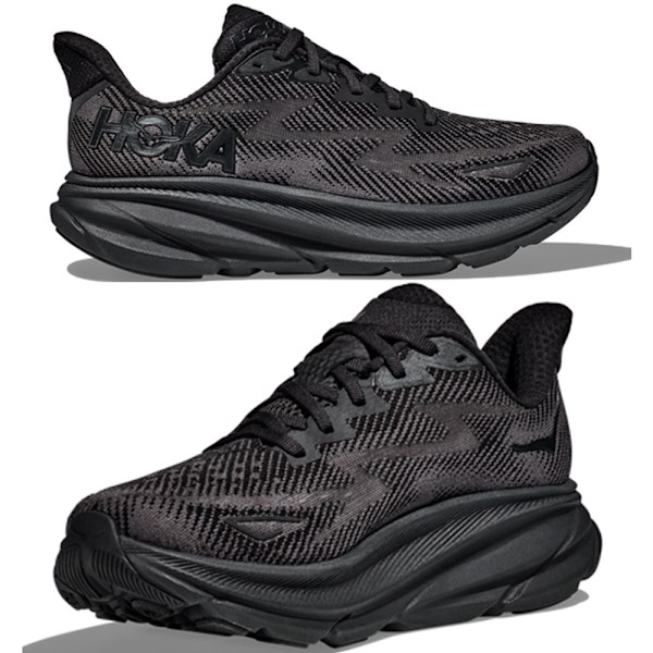 HOKA ONE ONE CLIFTON 9 Herrskor Mesh Låg-Topp Löpningstränare Full Black 40.5