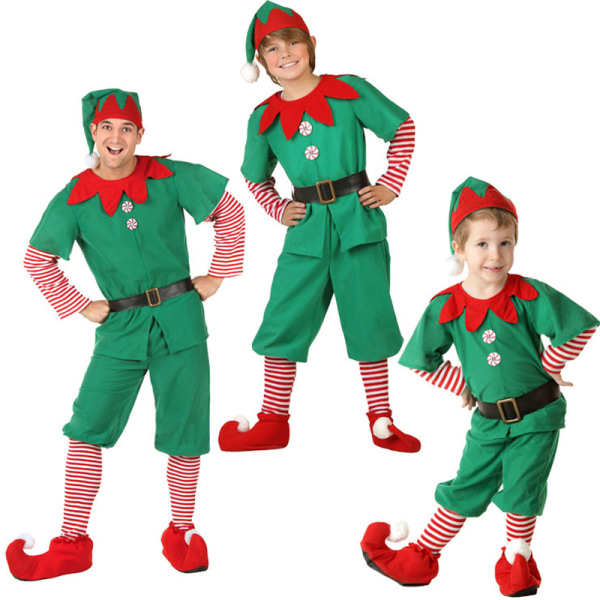 Jultomtens vuxna barn tomtenisse kostymhjälpare utklädningskläder familjefest cosplay Boys 11-12 Years