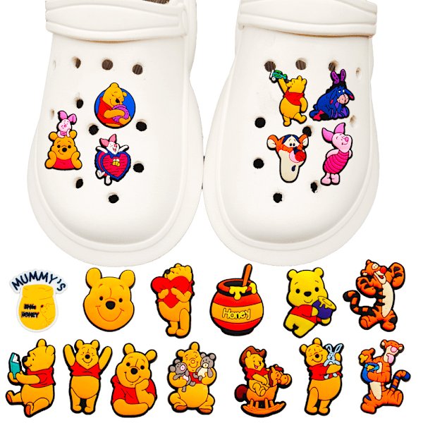 20 st/set tecknade Nalle Puh figurer skor charms träskor sandaler dekorationstillbehör 20PCS