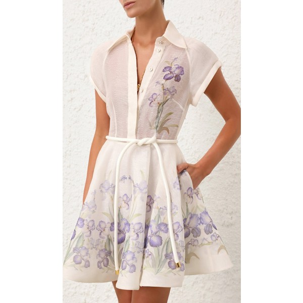Dame Boho Blomstret Mini Kjole Sommer Strand A-Linje Solkjole Casual M
