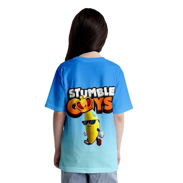 Barn Flickor Pojkar Spel StumbleGuys Grafisk Tryck T-shirt Sommar Rund Hals Tee D 150cm