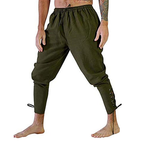 Miesten nilkkajoustoreilla varustetut housut, joissa on kiristysnyörit, yksiväriset housut army green 4XL