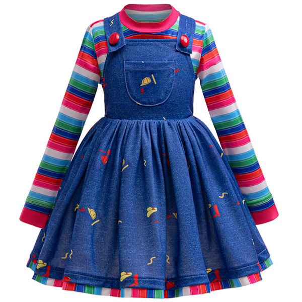Lasten Chucky-mekkoasu Cosplay-asu Halloween-juhliin Naamiaisasu 110cm