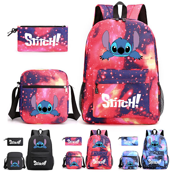 Lilo & Stitch Skolväska Ryggsäck Student Ryggsäck + Pennfodral + Axelväska Red