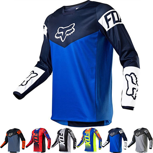 Fox Mountain Bike Jersry Racing Cykling Herr Motorcykel Motorcykel Långärmad T-shirt Toppar Motorola Moto Kläder D-Blue S