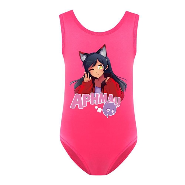 Flickor Aphmau Baddräkt Hel Baddräkt Simdräkt Strandkläder Rose Red 160cm