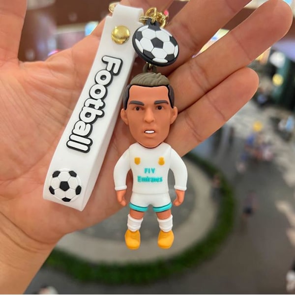 CR7 Cristiano Ronaldo Nøglering 3D Silikone Figurer Kreativ Bil Rygsæk Vedhæng Nøglering #1