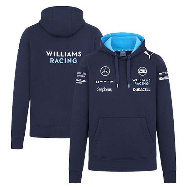 Herr Sweatshirt Lös Passform Pullover Hoodie Racing Långärmad Sweatshirt Med Fickor-Marinblå 3XL
