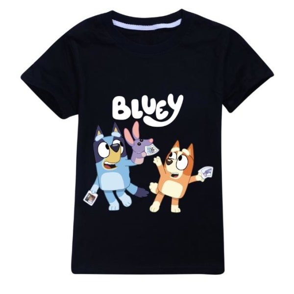 Barn Bingo Blueys T-shirt Pojke Flicka Cartoon Sommar Kortärmad Tee Crew Neck Toppar Black 9-10 Years