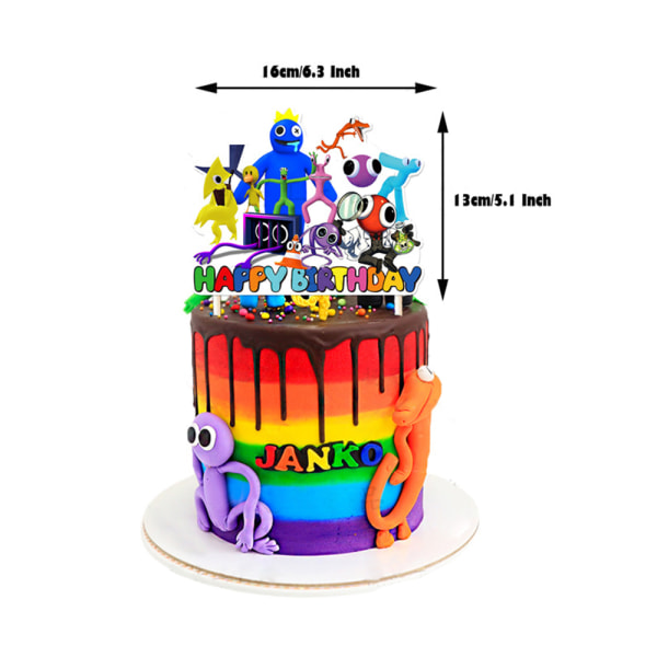 Rainbow Friend tema ballonger Banner Bunting Cake Toppers Decor