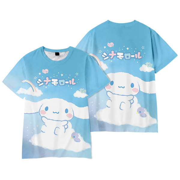 Barnflickor Cinnamoroll T-shirt Kortärmad Rund Hals Tee Cartoon Casual Toppar Sommar 130cm