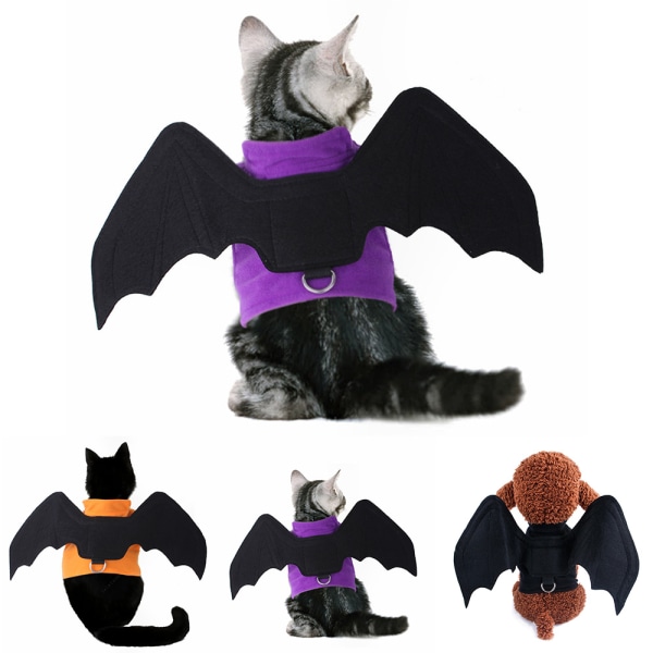 Halloween Black Bat Wings Husdjursdräkt Katter Valpar Husdjurstillbehör Orange M