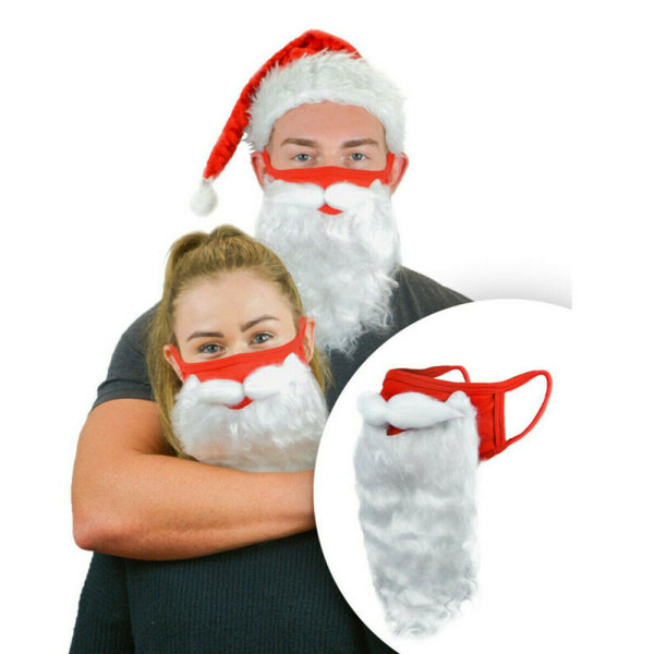 2-pack Jul Tomteskägg Mask Kostym för Vuxna till Jul