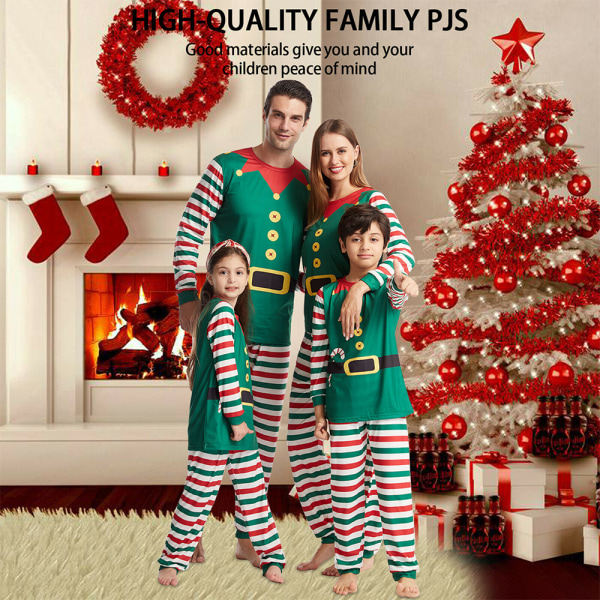 Jul Familj Matchande Elf Pyjamas Set Toppar Byxor Outfits Kid 8T