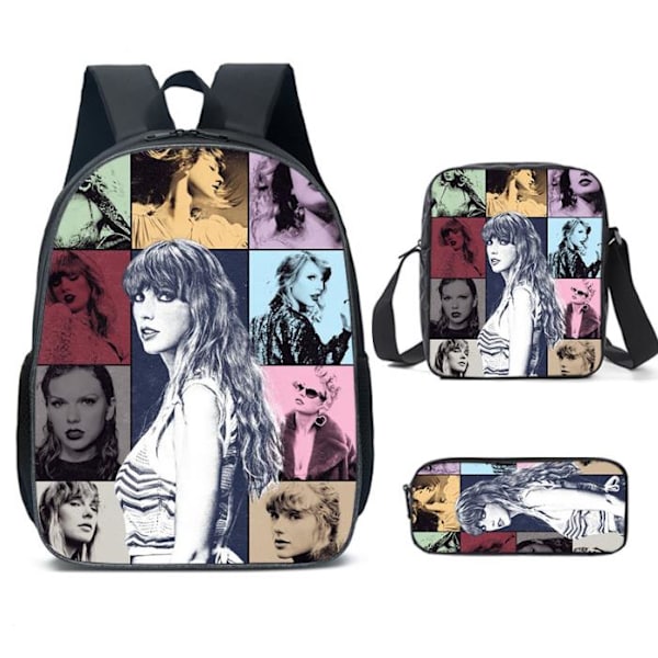 3 kpl/setti Taylor Swift -designreppu koululaukku olkalaukku matkareppu käsilaukkusetti B