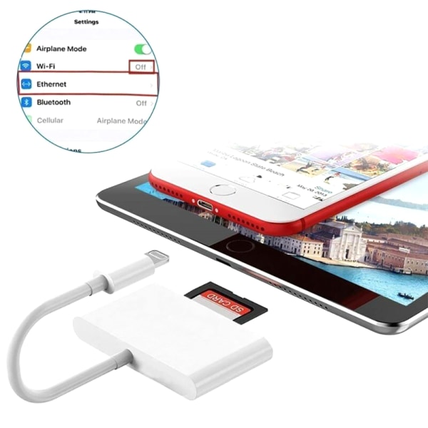 OTG Adapterkabel Lightning till TF SD-kortkamera USB 4 i 1