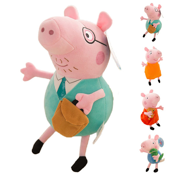 Peppa Georg Mamma Pappa Kosedyr Søt Plysjdukke Kosedyr Myk Tegneserie Plysjpute, for Barn Jenter Gutter Bursdagsgave A 30cm