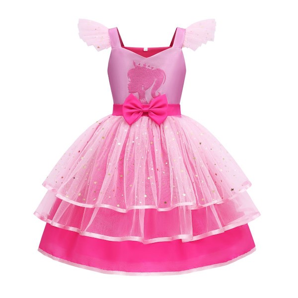 Flickors Barbie Tutusklänning Toddler Kids Tulle Festklänningar för Födelsedag Outfit Halloween Särskilt Tillfälle 4-9 År 110cm