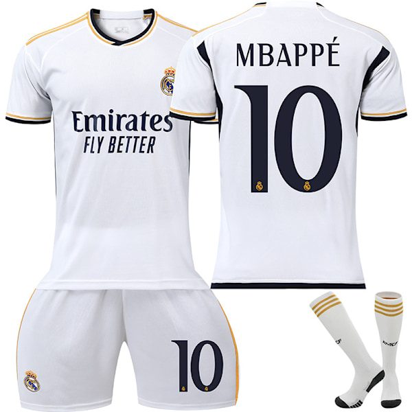 Fotbollströja för Barn, 23-24 Real Madrid Fotboll Nr 10 Mbappé Träningsuniform 18
