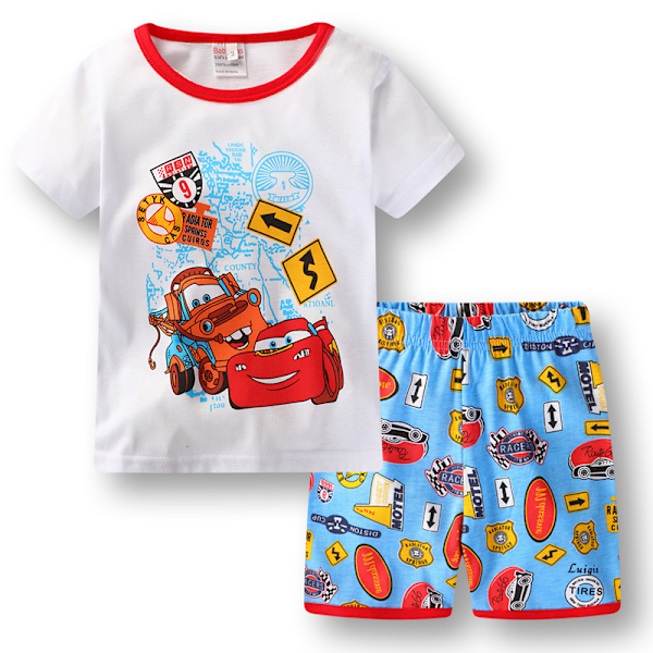 Bilar Barn Pojkar Pyjamas Kortärmad T-shirt Shorts Pyjamas Sovkläder Outfit 2-7 År #2 100cm