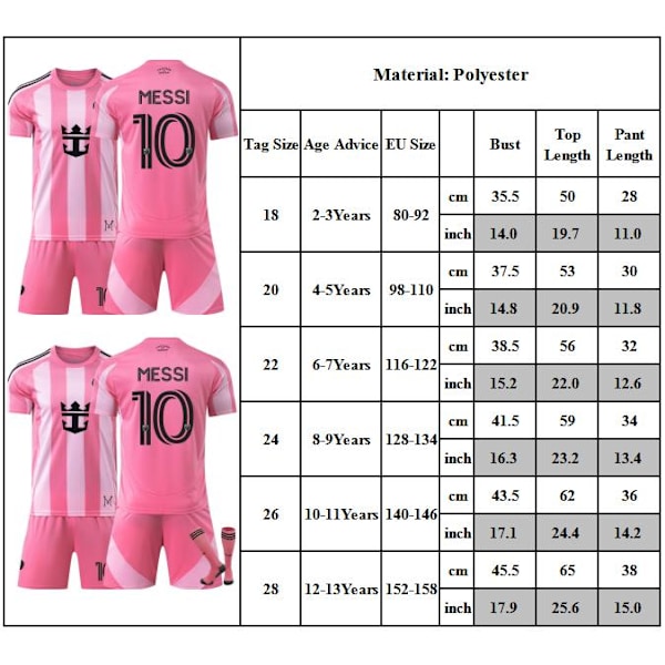 Lasten jalkapallopaita 25/26 Miami kotijoukkueen jalkapallopaidat pojille tytöille lapsille 10# Messi jalkapalloasu jalkapalloharjoitteluasu 18
