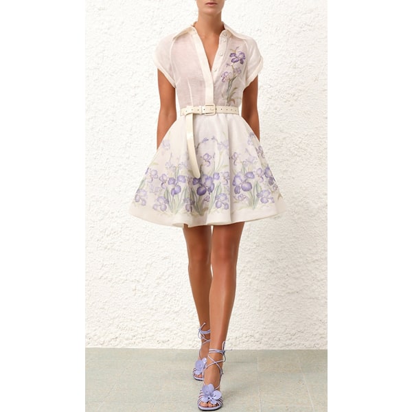 Dame Boho Blomstret Mini Kjole Sommer Strand A-Linje Solkjole Casual M