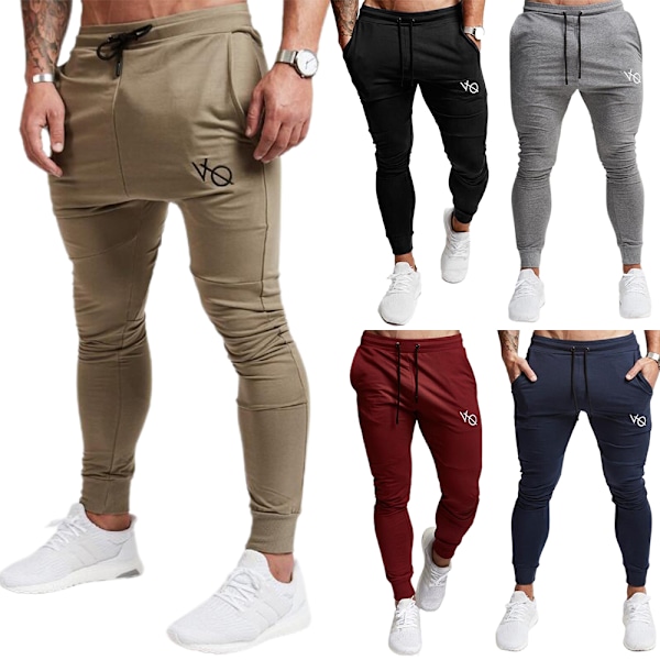 Herr VQ Joggingbyxor Fitness Joggers Träningsoverall Sweatpants Sport Dragsko Byxor Grey L