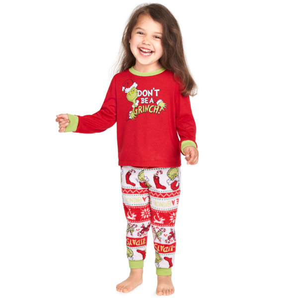 Xmas Matching Family Christmas Pyjamas Grinch 2-delad nattkläder Kid 2T