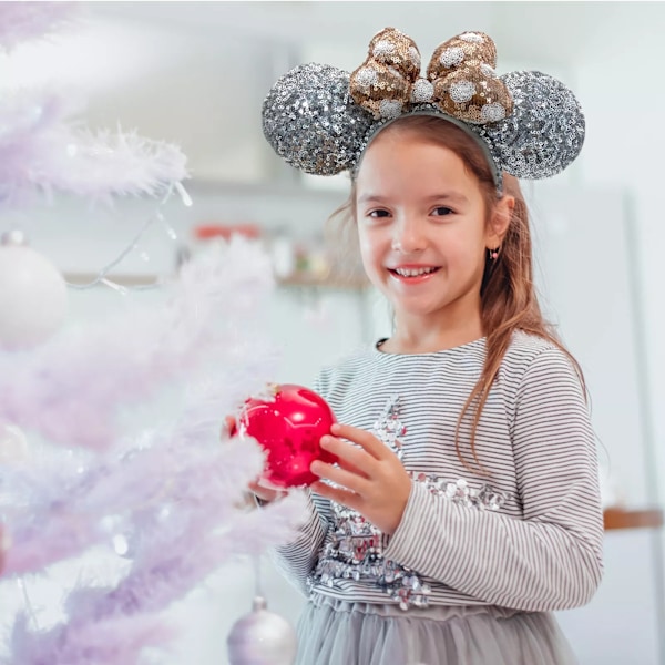 Tyttö Ruusu Kulta Hopea Pilkullinen Paljetti Minnie Hiiri Korva Rusetti Hiuspanta Alice Panta
