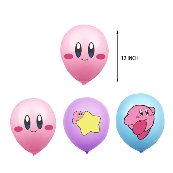 Kirby Cartoon Ballong Födelsedag Banner Tårta Topper Dekor Fest Tillbehör Kit Set
