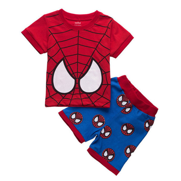 Barn Pojke Tecknad Spider-Man kortärmad T-shirt Shorts Kostym D 120cm