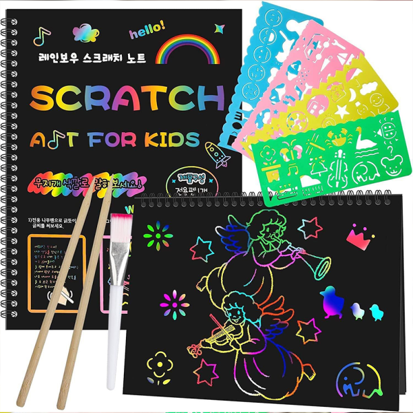 Magic Rainbow Scratch Art Paper Svart Ritbok Kid Gift