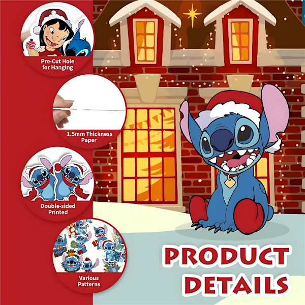 24 stk. Jule Stitch Ornament Juletre Hengende Dekor 2D Flate Anheng A